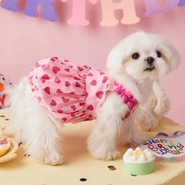 Summer Pet Dog Pink Print Vest Skirt Clothes Cool Dogs Clothing Cat Small Cute Thin Fashion Puppy Dresses XSXL 240416