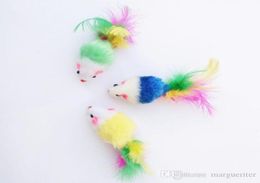 Colorful Feather Grit Small Mouse Cat Toy For Cat Feather Funny Playing Pet8615752