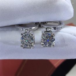 Dangle Earrings Silver Total 2 Carat Excellent Cut Diamond Test Passed D Colour High Clarity White Mossanite Cow Head Drop For Women