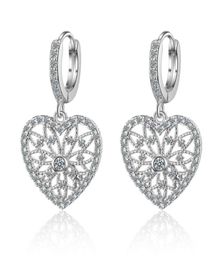 Dangle Chandelier Sterling Silver Drop Earrings For Women TRENDY Heart Origin Diamond Girls Aretes De Plata Ley Mujer JewelryDan9705287