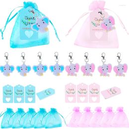Party Favor 20-40set Elephant Keychain Baby Shower Souvenirs Gifts With Organza Bags Thank You Tags Favors For Guest Kids Birthday