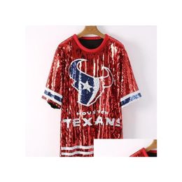 Women'S T-Shirt Womens High Quality Football Jersey Cheerleading Team Beaded Shirt Large Size Sequin Drop Delivery Apparel Clothing To Dhhtq