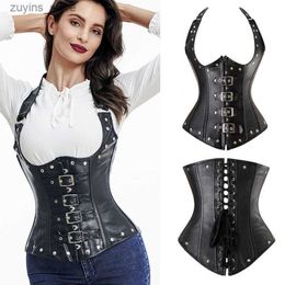 Women's Tanks Camis Steampunk Corset Top Women Corset Sexy Bustier Gothic Corselet Overbust Leather Bustier Waist Plus Size 6xl Steel Boned14667538 L49