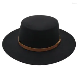 Berets Winter Autumn Women Black Bowler Hats Gentleman Classic Jazz French Fedora Hat Men Felt 7.5cm Flat Brim Dress