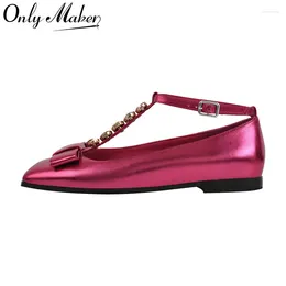 Casual Shoes Onlymaker Woman Rose Red Elegent Slip On Flats Fashion Daily Elegant Crystal Flat