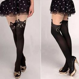 Sexy Socks 2024 New Japan Fashion Cute Cat Design Legwear Ladies Girls Meow Silk Pantyhose Nylon Lovely Kitty Tights Leggings For Women 240416