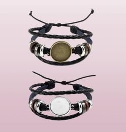 Selling Jewellery DIY Multi Layer Leather Bracelets Bangle Blank Base Fit 20mm Round Po Glass Cabochon Setting Bezel Tray Jew9522136