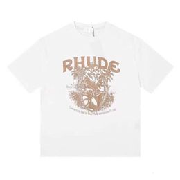 Tshirt T RHUDE Shirt Women Tee Shorts Polo Shirt Vintage Fit Gym Cotton Graphic Trendy Mens Loose Designer Tees