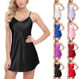 Women's Sleepwear V Neck Sexy Suspenders Nightgown Summer Thin Comfortable Short Nightdress Solid Colour Halter Night Dress