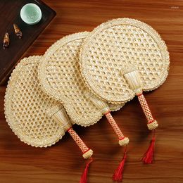 Decorative Figurines Artificial Hand-woven Wheat Straw Fans Heart Chinese Style Pushan Environmentally Friendly Hand Summer Round Cooling