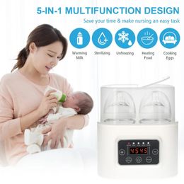 Baby Bottle Warmer 5in1 Digital Food Heater with Timer Display Double Steam Sterilizer Defrosting 240412