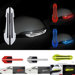 2024 2Pcs Car Reflective Tape Night Safety Warning Mark Car Rearview Mirror Bumper Styling Decorative Reflector Stickers Auto Decals