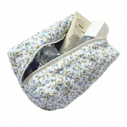 storage Organizer Floral Puffy Quilted Makeup Bag Fr Printed Cosmetic Pouch Large Travel Cosmetic Bag Makeup Accory i101#