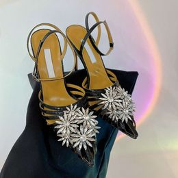 Pineapple 24 Summer Water Diamond Fashion Pointed Thin Heels Hollow Sandals High End Guangzhou Women's Shoes