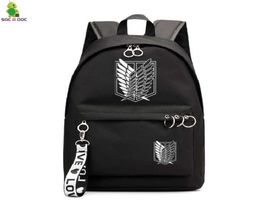 Attack on Titan Black Bagpacks Floral Printing Backpacks Travel Backpack Anime School Bag for Teenage Girls Laptop Mochilas X02638240