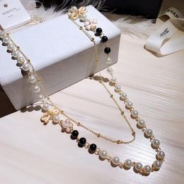 New fashion luxury designer lovely cute bow pearl multi layer long sweater statement necklace for woman9314627