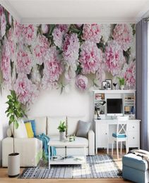 Custom po wallpaper European romantic peony flower TV background wall mural bedroom el theme restaurant wallpaper3408910