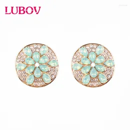 Stud Earrings LUBOV 2024 Elegant Opal Stone Crystal For Women Trendy Gold Colour Fashion Christams Gift