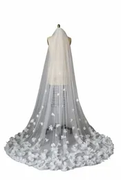 bridal Veil Lg Wedding Veil 3D Frs Floral Lace White Luxurious Petals Veil for Bride With Comb velos de novia Cathedral e5Pm#