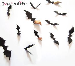 Halloween Decoration 12pcs 3D Black PVC Bat DIY Decor Wall Sticker Halloween Party Bar Decals Scary Halloween Party Decoration8170579