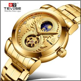 Wristwatches Hollow Tourbillon Automatic Mechanical Watch Men Moon Phase Display Glow-in-the-dark Waterproof Sports