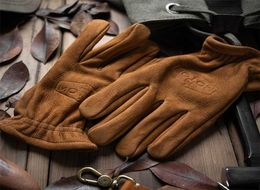 Men039s Frosted Genuine Leather Gloves Men Motorcycle Riding Full Finger Winter With Fur Vintage Brown Cowhide NR65 2110269427111