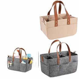 foldable Felt Storage Bag Baby Diaper Caddy Organizer Car Travel Bag Nursery Basket Kids Storage Carrier Large Pocket 1PC Q8Z8#