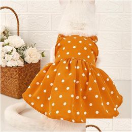 Dog Apparel Pet Skirt Doting Print Elastic Shoder Strap Sling Summer Kitty Clothes Outfits For Pograph Drop Delivery Home Garden Supp Dhsvq