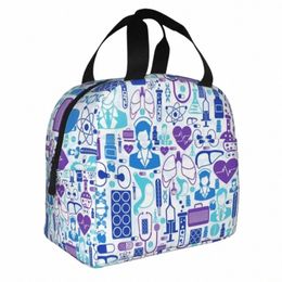 carto Doctors Nurse Thermal Insulated Lunch Bag Nursing Print Portable Cooler Lunch Tote Box for Women Kids School Food Bags M5zb#