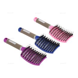 Curved Boar Bristle Hair Brush Massage Comb Detangling Portable Useful Hairbrush For Women Straight Curly Hair Styling Smooth Ribs brush
