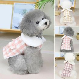 Dog Apparel Pet Jacket Doll Fur Collar Princess Style Lattice Soft Comfortable Keep Warm Cute Clothes For Outdoor