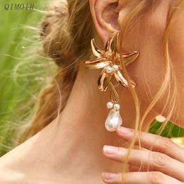 Dangle Earrings Large Metal Flower Drop For Women Heavy Statement Acrylic Cute Romantic Styles Fashion Designer Jewellery Girls C1260