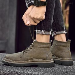 Boots 2024 Brand Winter Black Cloth Autumn British Trend Men Shoes Retro Hight-Top Casual Leather Men's