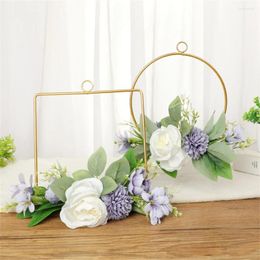 Decorative Flowers DIY Easter Decoration Artificial Flower Garland Metal Bionic Door Wall Hanging Wedding Party Wreath Home Decor