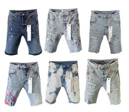 Designer viola maschi jeans pantaloncini hip hop casual ginocchio corto linght jean abbigliamento 29-40 dimensioni