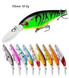 115mm 105g Minnow Hook Hard Baits Lures 6 Treble Hooks 10 Colours Mixed Plastic Fishing Gear 10 Pieces lot WHB65765827