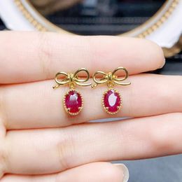 Stud Earrings FS Natural Ruby Bow S925 Sterling Silver 5 7mm With Certificate Fine Fashion Charm Weddings Jewellery For Women MeiBaPJ