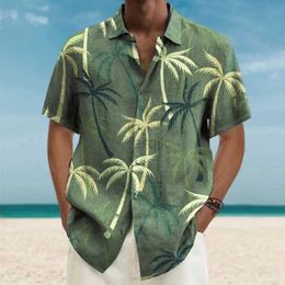 Camisas casuais masculinas havaianas para homens tampos de manga curta Novo coco árvore gráfica 3d camisa moda moda moda 5xl roupas de verão bluses 24416