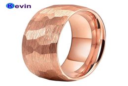 Rose Gold Hammer Ring Tungsten Carbide Wedding Band For Men Women MultiFaceted Hammered Brushed Finish 6MM 8MM Comfort Fit6670260