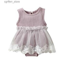 Rompers Baby Girls Clothes Newborn Summer Jumpsuit Infant Muslin Cotton Sleeveless Romper Lace PrincessSkirt 0-18 Month L410