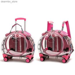 Cat Carriers Crates Houses Fashion Pink Portable Clear View Trolley Do Cat House Travel Backpack Pet Carrier L49