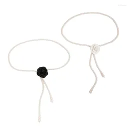 Belts 50JB Flower Waist Chains Women Pearl Chain Belt Camellia For Dress