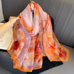 Scarves Silk Beach Stoles Women Hijab Scarf Luxury Sunscreen Shawl Foulard Female Large Headband Bandana Echarpe