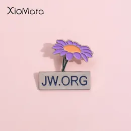 Brooches Purple Flower Enamel Pins JW.ORG Organisational Jesus Bible Lapel Badges Cartoon Jewellery Gift For Christian Friends