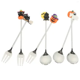 Spoons 1 Set Of Halloween Spoon Fork Stainless Steel Dessert Cutlery Pumpkin