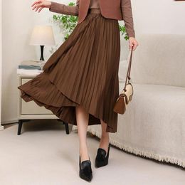 Skirts 2024 Women'S Long Pleated Fall Skirt Elegant High Waist Cocktail Party Wedding Flared A Line Midi Women Clothing