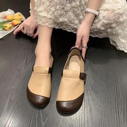 Casual Shoes 2024 Autumn Women's Slip-on Buckle Flats Round Toe Mixed Colors Ladies Soft Bottom