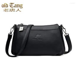 Bag OLD TANG High Quality Fashion Solid Color Leather Shoulder Bags For Women 2024 Designer Handbags Small Square