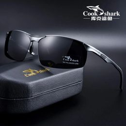 Cook Shark Aluminium magnesium sunglasses mens HD Polarised driving driver glasses 240416