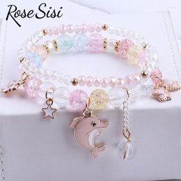 Charm Bracelets Rose Sisi Japanese And Korean Style Little Girl Jewelry For Children's Bracelet Crystal Female Cute Girlfriend Gift